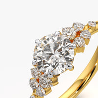 Round Solitaire Scattered Cluster Ring