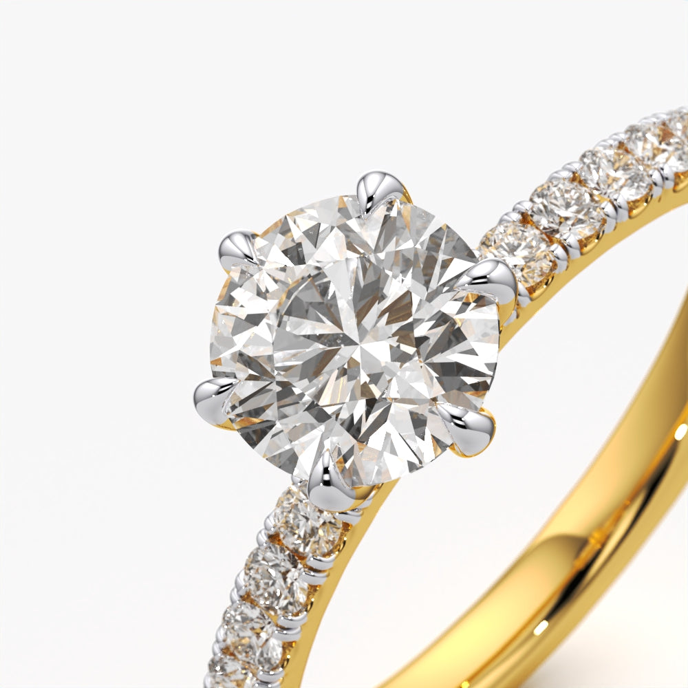 Classic Round Solitaire Pave Ring