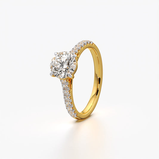 Modern Classic Round Diamond Solitaire on Pavé Band
