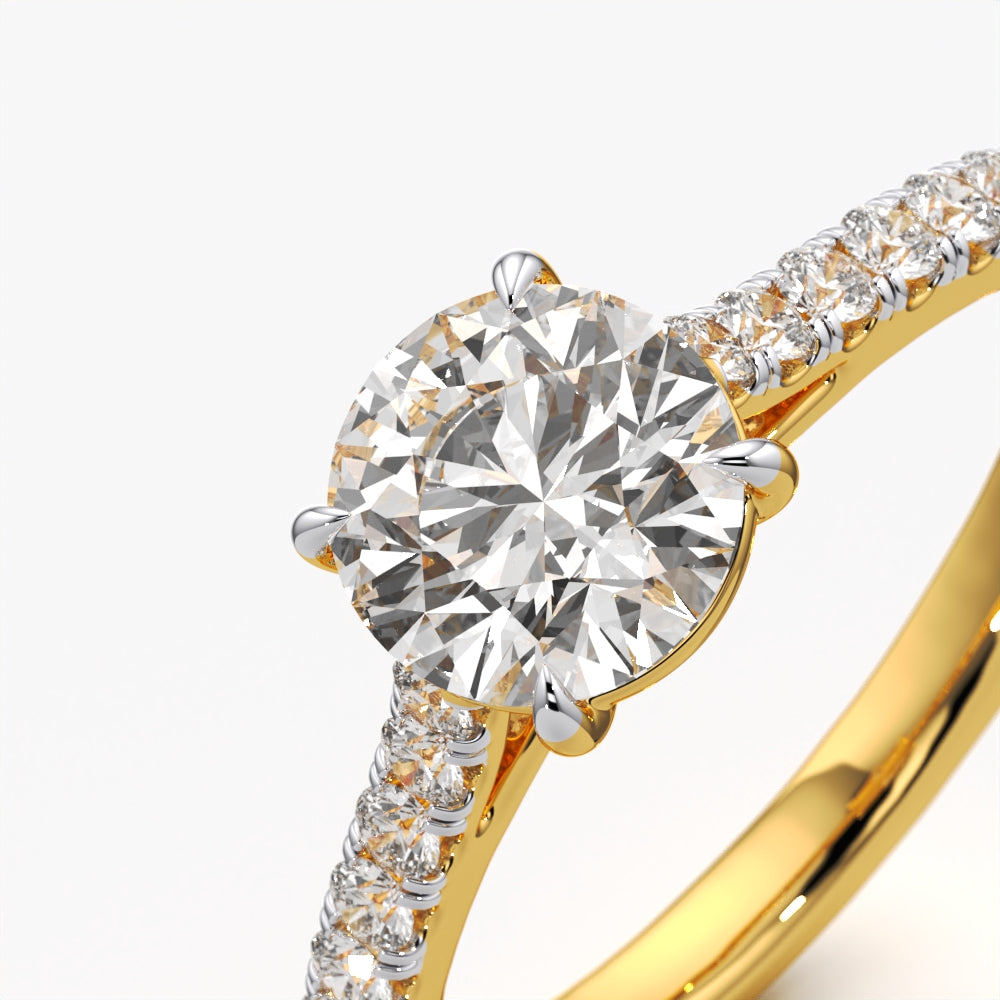 Modern Classic Round Diamond Solitaire on Pavé Band