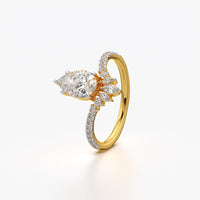 Pear and Marquise Tiara Curved Ring