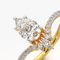 Pear and Marquise Tiara Curved Ring