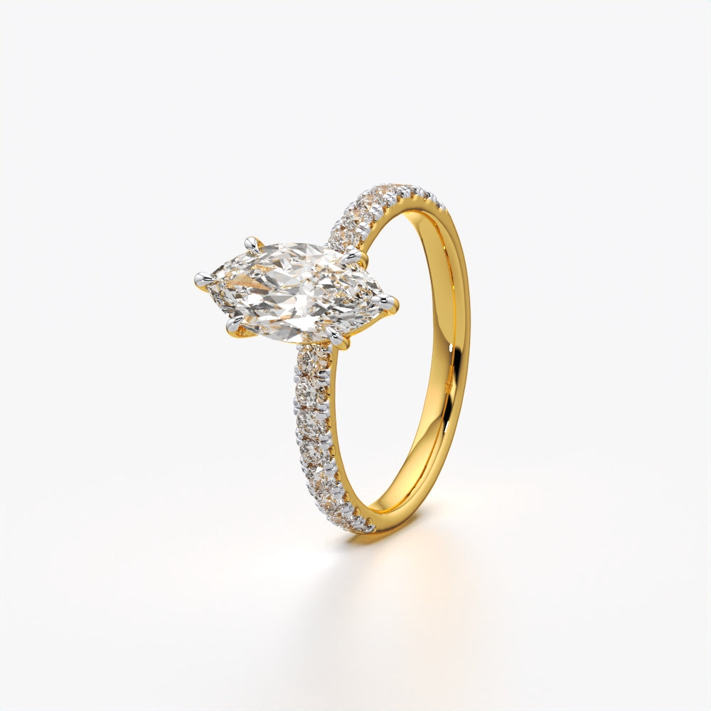 Marquise Pave Solitaire Ring