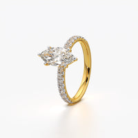 Marquise Cut Pave Solitaire Ring