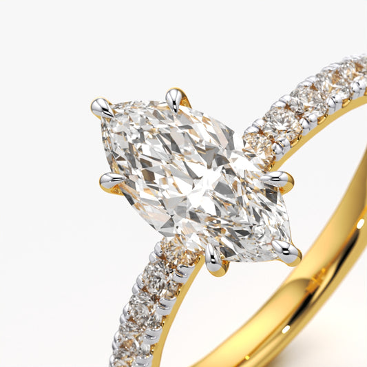 Marquise Cut Pave Solitaire Ring