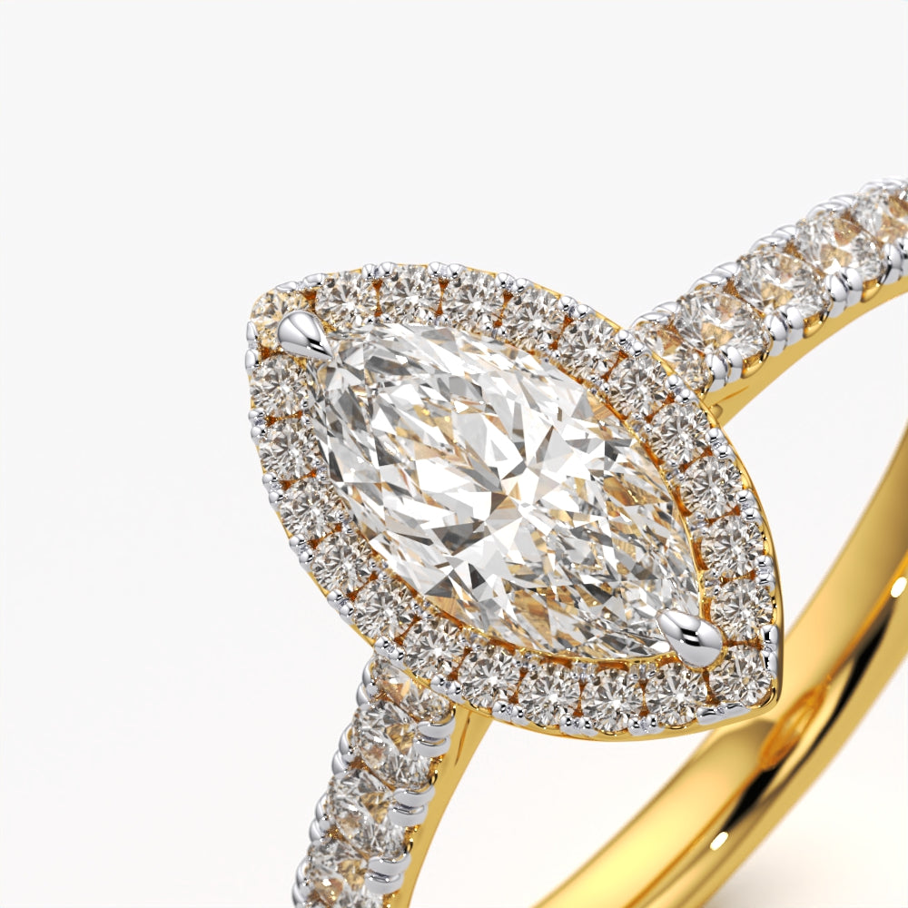Marquise Halo Pave Ring