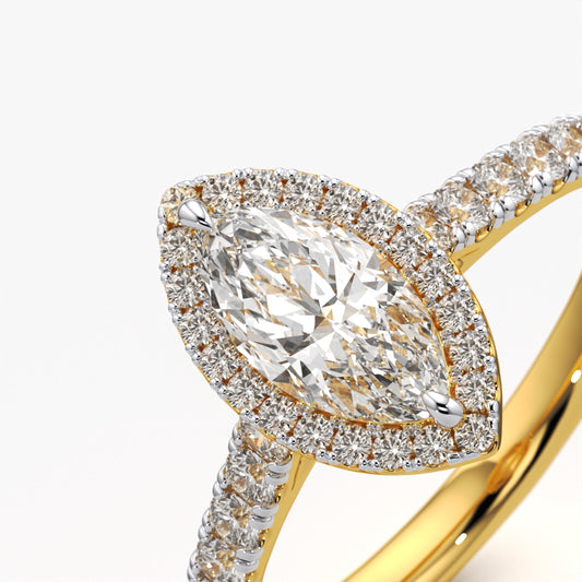 Marquise Halo Pave Engagement Ring
