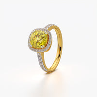 Cushion Cut Halo Pavé Band Ring