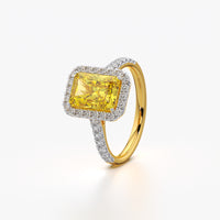 Radiant Cut Yellow Halo Cocktail Ring