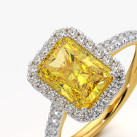 Radiant Cut Yellow Halo Cocktail Ring
