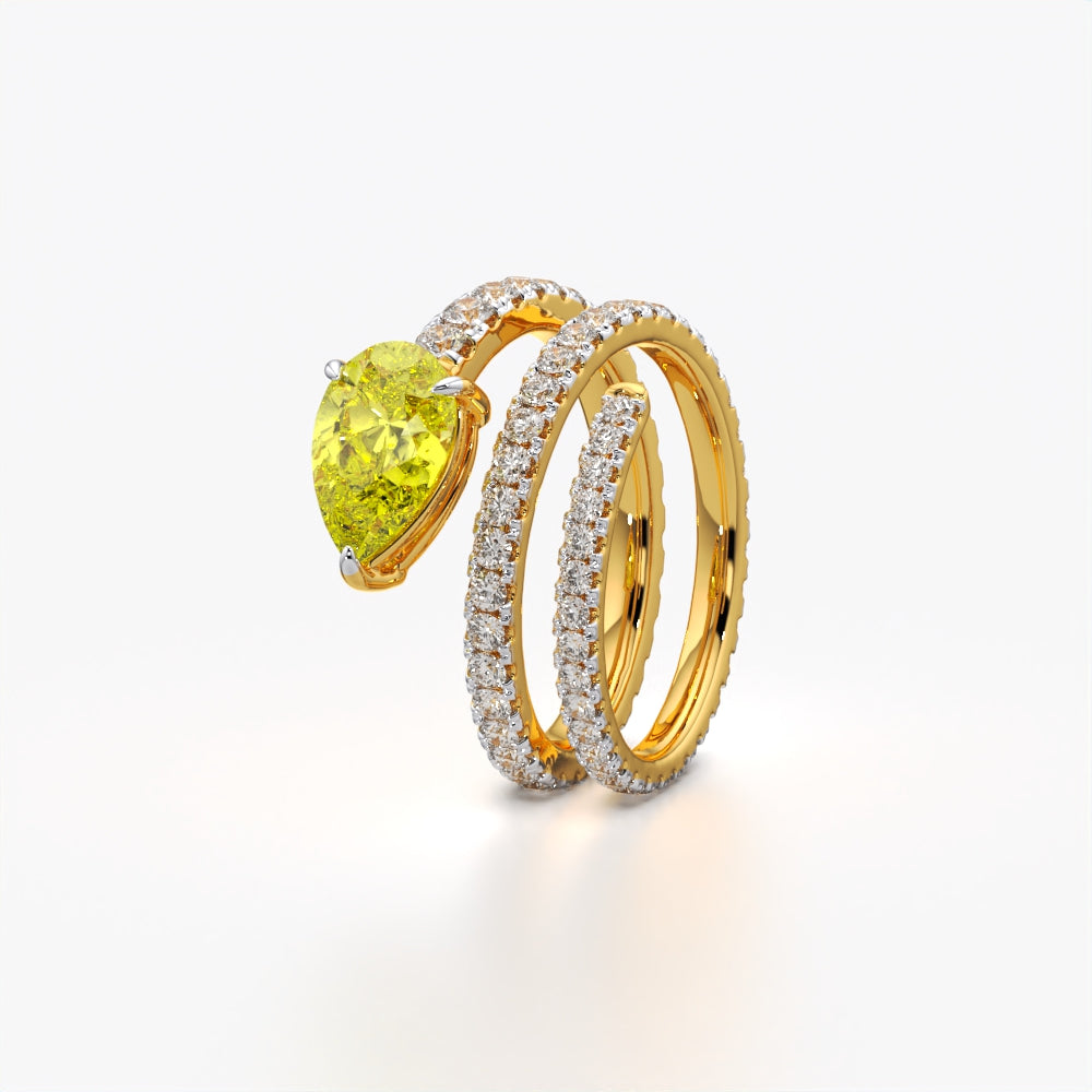 Pear Yellow Diamond Ring