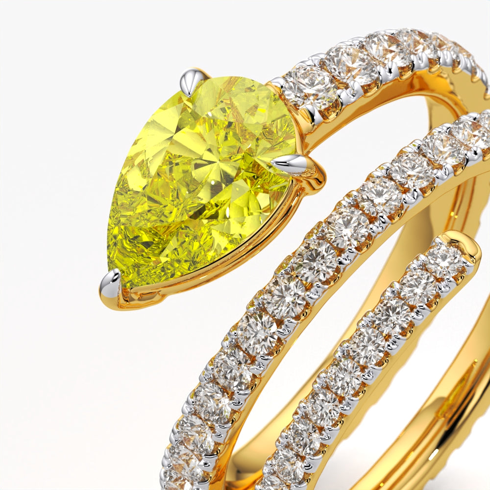 Pear Yellow Diamond Ring