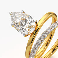 Pear Cut Double Band Wrap Ring
