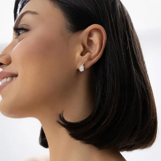 Flame Wrap Pear Stud Earrings