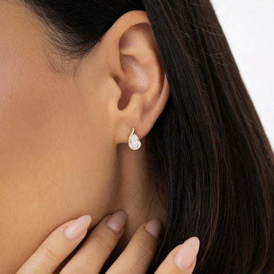 Flame Wrap Pear Stud Earrings