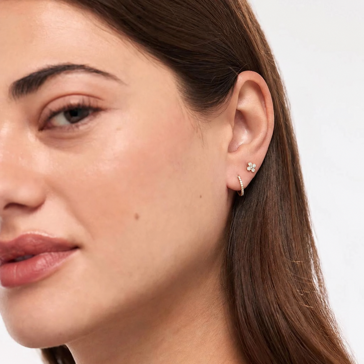 Four Petal Clover Solitaire Stud Earrings