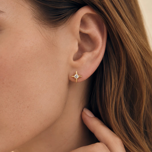 Four Point Star Stud Earrings