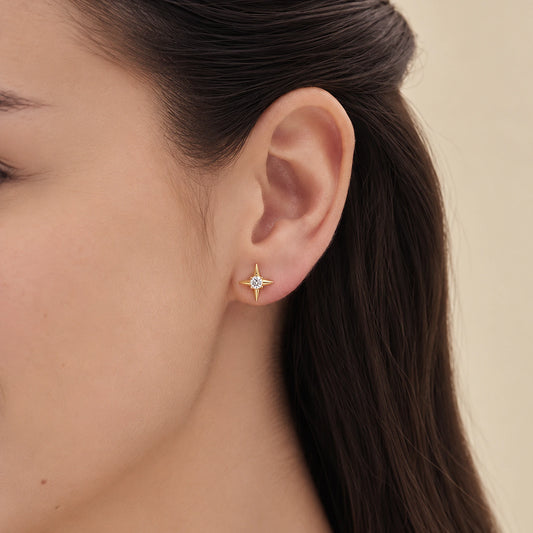 Four Point Star Stud Earrings