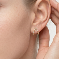 Triangle V Shape Pave Hoop Earrings
