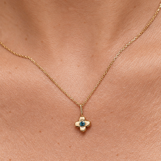 Lucky Bloom Clover Solitaire Pendant Necklace
