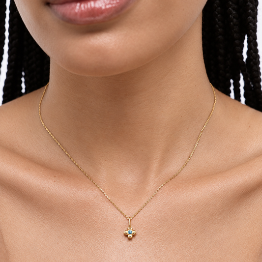 Lucky Bloom Clover Solitaire Pendant Necklace