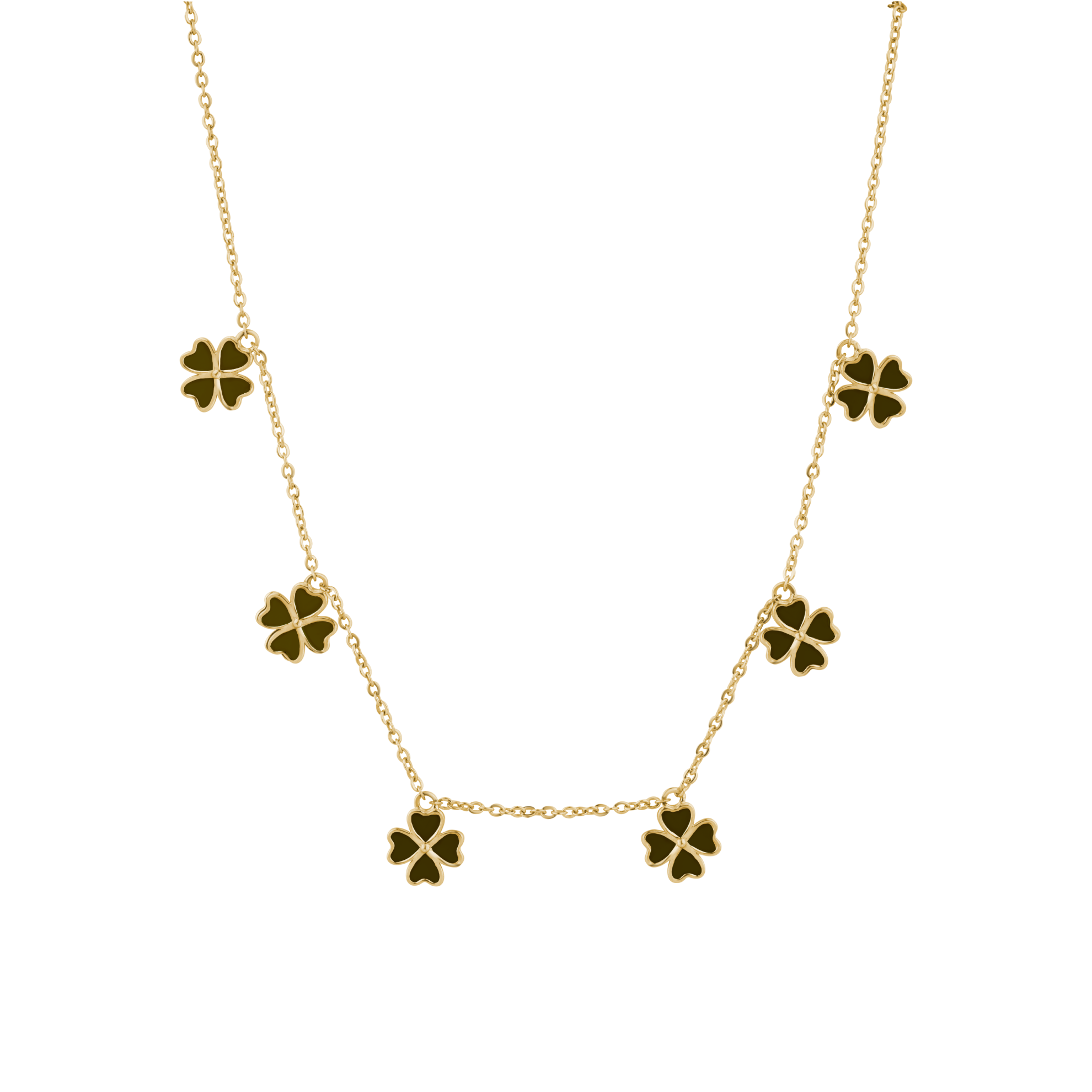 Green Enamel Clover Necklace