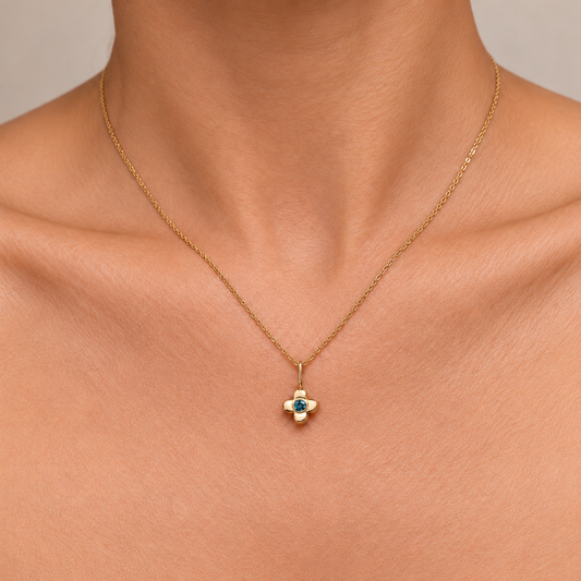 Lucky Bloom Clover Solitaire Pendant Necklace