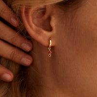 Double Drop Bezel Charm Huggie Hoops