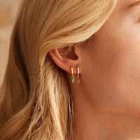 Double Drop Bezel Charm Huggie Hoops