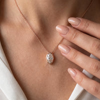 Hexagon Bezel Marquise Solitaire Necklace