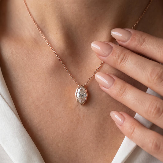 Hexagon Bezel Marquise Solitaire Necklace