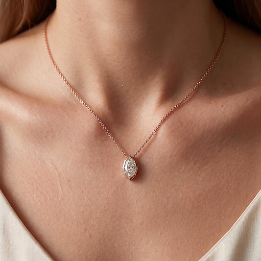 Hexagon Bezel Marquise Solitaire Necklace