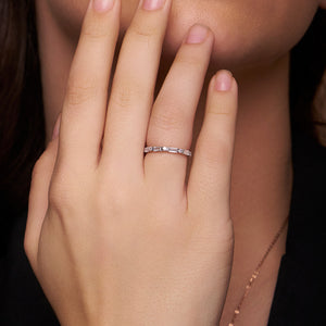 Baguette and Round Diamond Ring - KYMEE