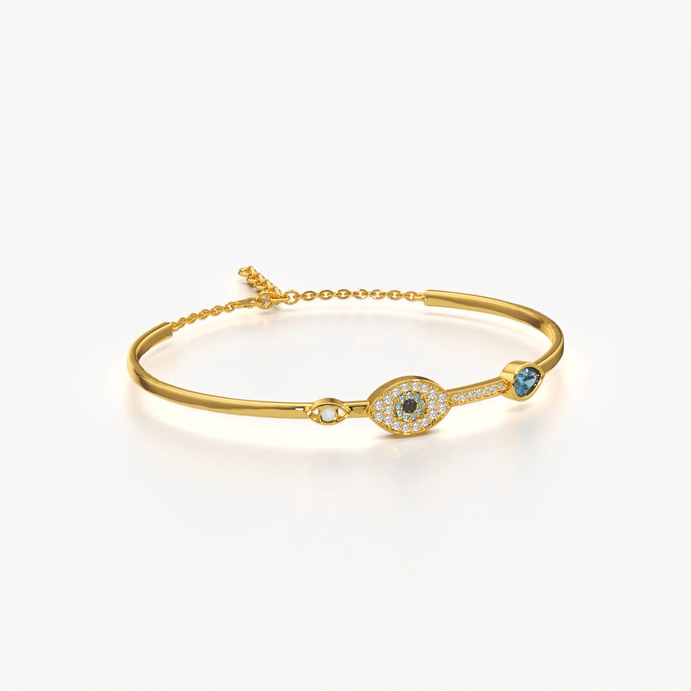 Pave Evil Eye Open Bangle