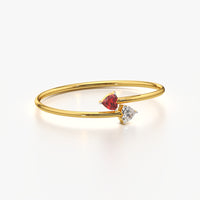 Toi et Moi Heart Open Cuff Bangle