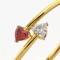 Toi et Moi Heart Open Cuff Bangle