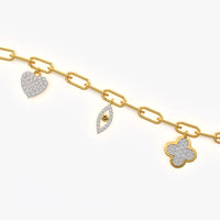 Pavé Multi-Charm Paperclip Bracelet