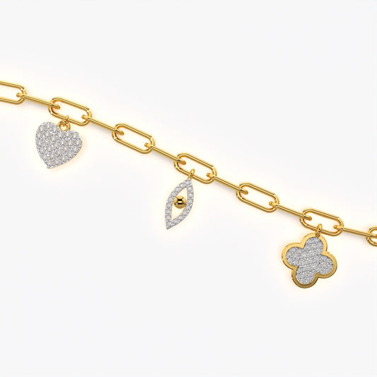 Pavé Multi-Charm Paperclip Bracelet