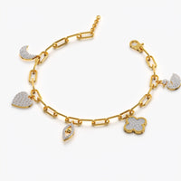 Pavé Multi-Charm Paperclip Bracelet