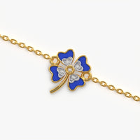 Blue Enamel Lucky Clover Bracelet