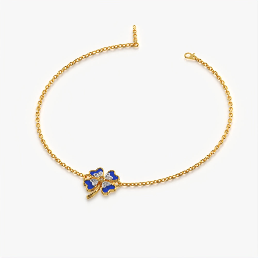 Blue Enamel Clover Bracelet
