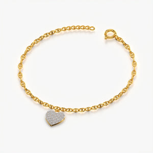 Diamond Heart 18k Gold Vermeil Bracelet