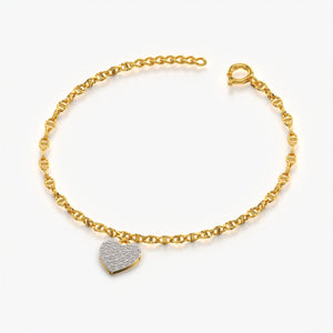 Diamond Heart 18k Gold Vermeil Bracelet