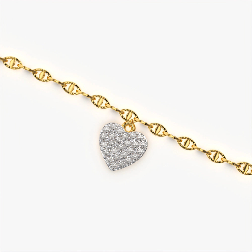 Diamond Heart 18k Gold Vermeil Bracelet