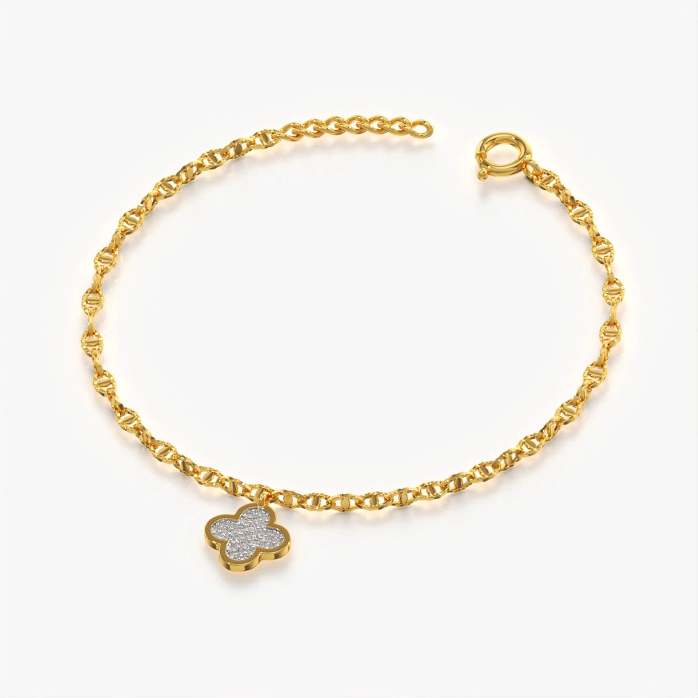 Pave clover charm mariner bracelet