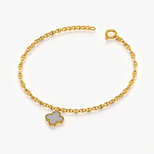 Diamond Clover Charm Bracelet
