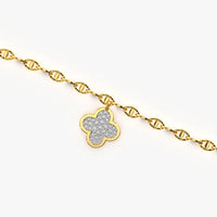 Pave Clover Charm Mariner Bracelet