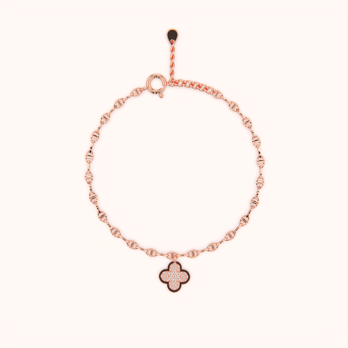 Diamond Clover Charm Bracelet