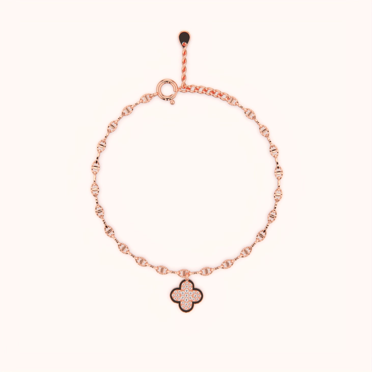 Diamond Clover Charm Bracelet
