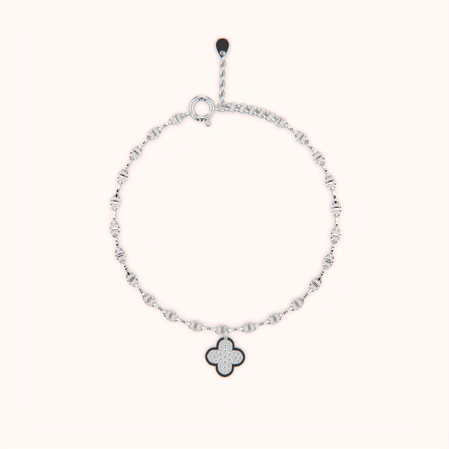 Diamond Clover Charm Bracelet